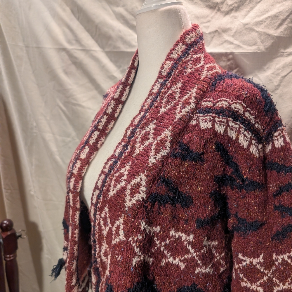 Anthropologie Moth Veras Cardigan Small Wine Red And Midnight Blue - Picture 14 of 15